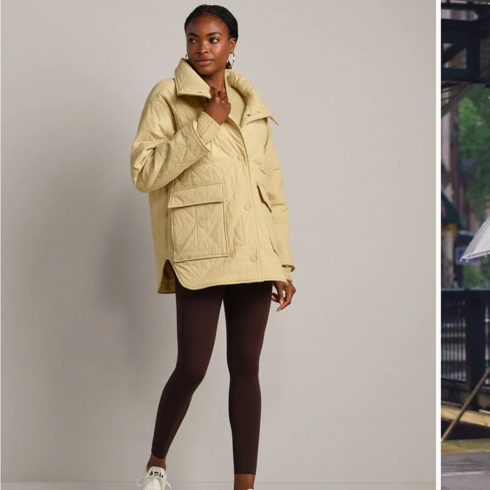 RHONE Quilted Puffer Jacket in Light Yellow